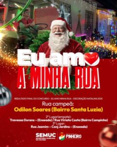 Decoração Natalina: Prefeitura de Pinheiro divulga resultado do concurso Eu Amo a Minha Rua com 13 mil reais em premiação