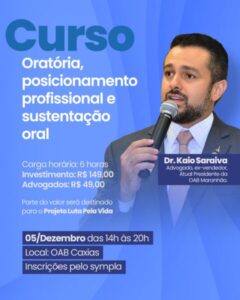 PRESIDENTE KAIO SARAIVA REALIZARÁ CURSO DE ORATÓRIA NA SUBSEÇÃO CAXIAS