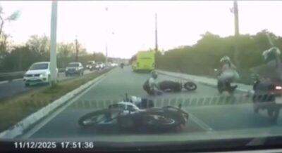 Cachorro causa acidente envolvendo dois motociclistas na Avenida dos Portugueses