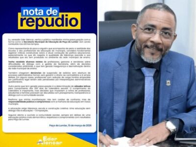 Vereador Éder Alencar divulga nota de repúdio contra atos considerados arbitrários na Secretaria de Educação de Paço do Lumiar