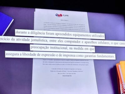 OAB-MA se manifesta após busca na casa de jornalista e cita proteção constitucional ao sigilo da fonte