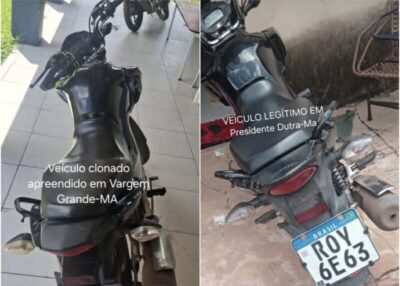 PM de Vargem Grande apreende moto com placa clonada de Presidente Dutra