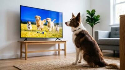 Deixar a TV ligada ajuda o cachorro que fica sozinho? Especialistas explicam o que realmente funciona