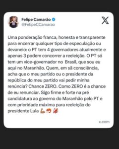 Camarão descarta renúncia, mas não desmente candidatura ao Senado por chapa de Braide