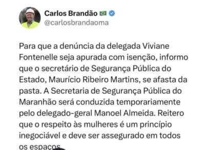 Brandão anuncia afastamento de Maurício Martins da SSPMA