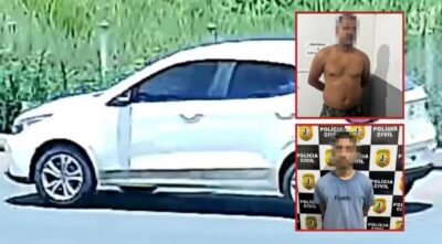 Dupla é presa suspeita de vender carro de locadora e simular assalto para tomar veículo de volta das vítimas; um dos presos é PM