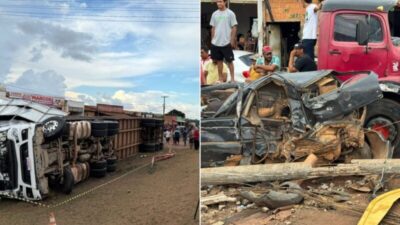 Acidente entre caminhão boiadeiro e motocicleta deixa um morto