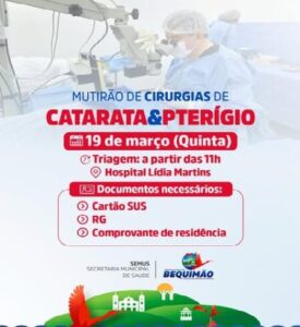 Prefeitura de Bequimão realiza mutirão de cirurgias oftalmológicas nesta quinta-feira (19)