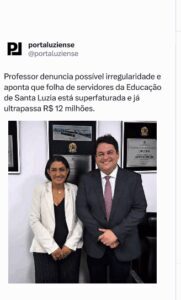 Professor denuncia possível irregularidade e aponta que folha da Educação de Santa Luzia já ultrapassa R$ 12 milhões