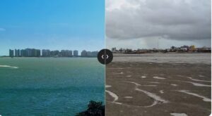 Embarcação encalhada expõe a amplitude da maré em São Luís, uma das maiores do mundo; entenda