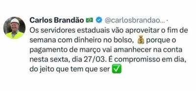 SALÁRIO NA CONTA ANTES DO FIM DE SEMANA: BRANDÃO ANTECIPA PAGAMENTO E MOVIMENTA ECONOMIA NO MA