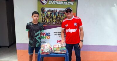 Escolinha de futebol entrega cestas natalinas a famílias de alunos e reforça atuação social no Maranhão