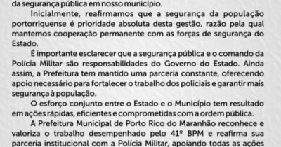 Prefeitura de Porto Rico reafirma seu total apoio ao 41° BPM Em…