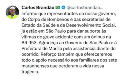 Brandão envia equipes a SP para apoiar vítimas de acidente com ônibus na BR-153