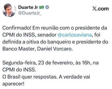 CPMI do INSS antecipa depoimento e Daniel Vorcaro será ouvido no dia 23 de fevereiro