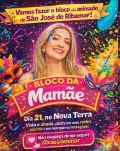 Advogada Cassia Maior agita o Nova Terra, em Ribamar, com o Bloco da Mamãe neste sábado