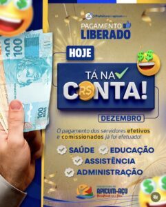 Prefeitura de Apicum-Açu anuncia pagamento dos servidores municipais referente ao mês de Dezembro