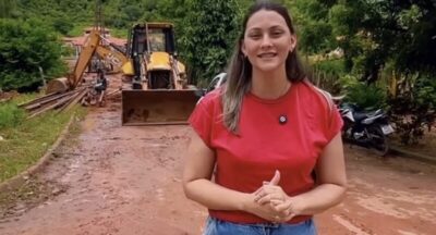 Prefeita Danielly Trabulsi visita obra de nova ponte no bairro Santo Antônio, em São Roberto