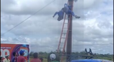 Homem é resgatado de poste após levar choque elétrico em São Luís Gonzaga do MA