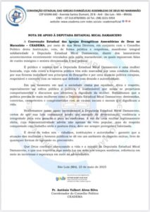 CEADEMA emite nota de apoio à deputada Mical Damasceno e repudia ataques misóginos