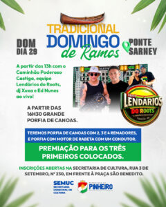 É neste domingo (29) – Prefeitura de Pinheiro realiza grande Domingueira de Ramos na Ponte Sarney, confira a programação
