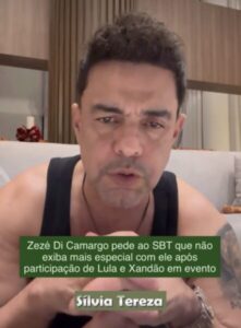 Zezé Di Camargo pede ao SBT que não exiba mais especial após participação de Lula e Xandão em evento da emissora