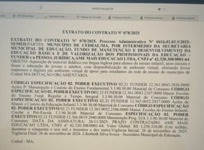 Prefeitura de Cedral firma contrato milionário do FUNDEB com empresa de fachada
