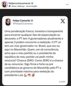 Felipe Camarão nega que renunciará mandado de vice-governador: “zero chance”