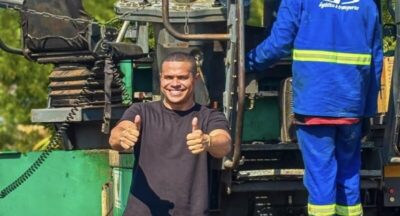 Prefeito Abnadar Portela acompanha início de recapeamento asfáltico em Capinzal do Norte