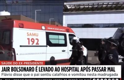 Ex-presidente Jair Bolsonaro é levado às pressas a um hospital de Brasília depois de passar mal na Papudinha, onde cumpre pena de prisão
