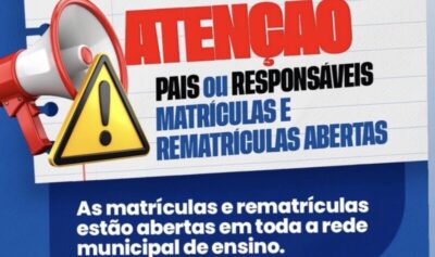 Prefeitura de Igarapé Grande abre período de matrículas e rematrículas na rede municipal de ensino