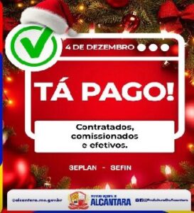 Prefeito Nivaldo Araújo efetua pagamento dos salários de novembro aos servidores municipais de Alcântara