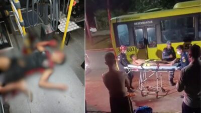 Passageiro reage e mata assaltante dentro de ônibus e deixa um ferido