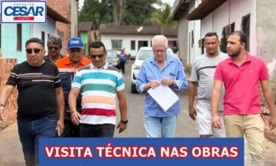 Prefeito de Cachoeira Grande, César Castro, recebe os engenheiros do Governo do Estado