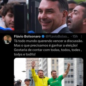 Por essa ninguém esperava: Flávio Bolsonaro usa linguagem neutra e pede apoio de “todas, todos e todes”
