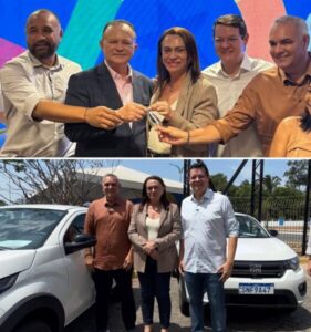 Brandão, Vinicius Ferro e Júnior Viana entregam veículos à prefeita Simplesmente Maria para reforçar Educação e Assistência Social em Arari