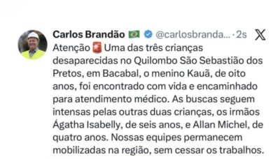 URGENTE! Encontrada com vida uma das crianças desaparecidas em Bacabal