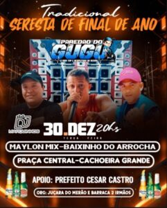 ATENÇÃO: Não percam a grande Tradicional seresta de fim de ano em Cachoeira Grande!