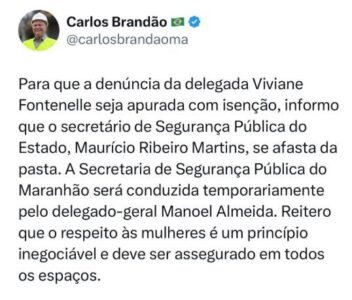 Coerência!!! Carlos Brandão afasta o secretário de segurança após denuncia de assédio…