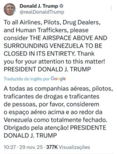 Trump fecha cerco contra ditadura narco-terrorista e deixa a extrema esquerda de Lula com as barbas de molho….