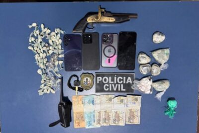 OPERAÇÃO DE COMBATE AOS CRIMES DE TRÁFICO DE DROGAS E ORGANIZAÇÃO CRIMINOSA PRENDE HOMEM E APREENDE ADOLESCENTE EM MIRINZAL