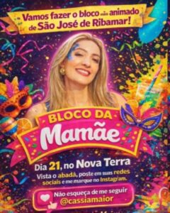 Advogada Cassia Maior agita o Nova Terra, em Ribamar, com o Bloco da Mamãe neste sábado