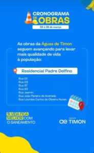 Obras avançam e ampliam rede de esgoto em bairros de Timon nesta semana