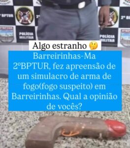 Polícia Militar apreende simulacro de arma de fogo com formato suspeito em Barreirinhas (MA)