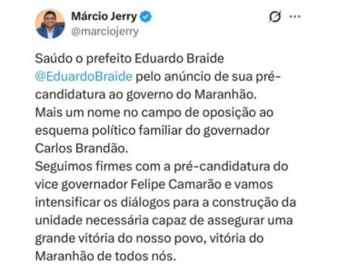 Márcio Jerry comemora pré-candidatura de Braide ao governo