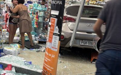 Carro desgovernado invade farmácia e deixa ferido em São Luís