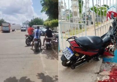 Homem morre após bater moto no portão de entrada de cemitério