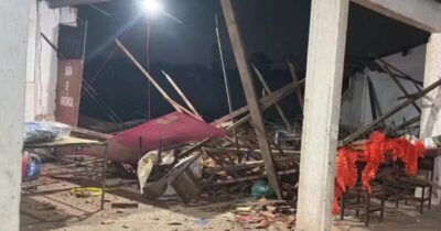 Teto de barracão da Mocidade da Ilha desaba em São Luís; prédio estava interditado desde janeiro