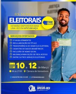 Serviços da Justiça Eleitoral serão oferecidos em Apicum-Açu de 10 a 12 de março