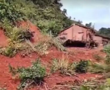 Deslizamento de terra destrói comércio e mata 20 animais na zona rural de Santa Luzia